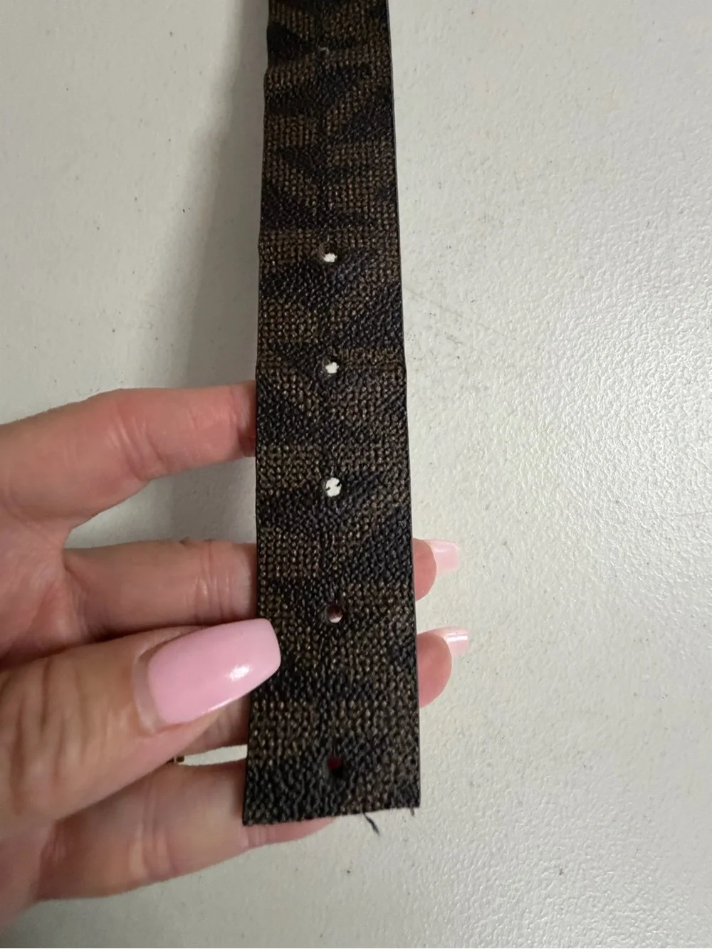 Michael Kors Women’s Reversible  Brown & Black Logo Leather Belt with Gold Buckl